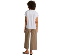 Tommy Hilfiger Damen Bluse Linen Collarless Kurzarm, Weiß (Th Optic White), 44