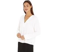 Tommy Hilfiger Damen Bluse Viscose Crepe V-Neck Elegant, Beige (Ancient White), 44