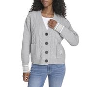 Tommy Hilfiger Damen Boxy Varsity Cable Cardigan, Medium Heather Grey Multi, X-Klein