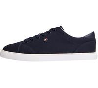 Plateausneaker TOMMY HILFIGER "TH LOW PROFILE VULC CANVAS", Damen, Gr. 38, dunkelblau, Baumwolle, unifarben, Basic, Schuhe Plateausneaker, Halbschuh, Schnürer, Freizeitschuh mit gepolstertem Schaftran