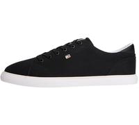 Plateausneaker TOMMY HILFIGER "TH LOW PROFILE VULC CANVAS", Herren, Gr. 38, schwarz, Baumwolle, unifarben, Basic, Schuhe Plateausneaker, Halbschuh, Schnürer, Freizeitschuh mit gepolstertem Schaftrand