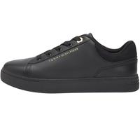 Plateausneaker TOMMY HILFIGER "CASUAL CUPSOLE SNEAKER", Damen, Gr. 40, schwarz, Leder, Schuhe (61191105-40) schwarz
