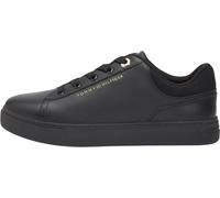 Plateausneaker TOMMY HILFIGER "CASUAL CUPSOLE SNEAKER", Damen, Gr. 36, schwarz, Leder, Schuhe (61191105-36) schwarz