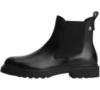 Tommy Hilfiger Damen Chelsea Boots Cleated aus Leder, Schwarz (Black), 39
