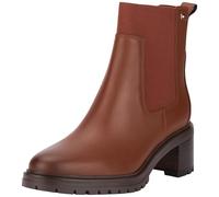 Tommy Hilfiger Damen Chelsea Boots Mid Heel aus Leder, Cognac Brown (Braun), 36