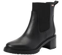 Tommy Hilfiger Damen Chelsea Boots Mid Heel aus Leder, Schwarz (Black), 39