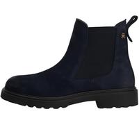 Tommy Hilfiger Damen Chelsea Boots Nubuck Cleated aus Leder, Blau (Space Blue), 41