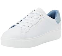 Plateausneaker TOMMY HILFIGER "CHIC PLATFORM CUPSOLE SNEAKER", Damen, Gr. 41, weiß, hellblau, Leder, Schuhe (28187053-41) weiß, hellblau