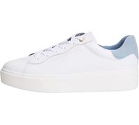 Plateausneaker TOMMY HILFIGER "CHIC PLATFORM CUPSOLE SNEAKER", Damen, Gr. 36, weiß, hellblau, Leder, Schuhe Plateausneaker, Freizeitschuh, Halbschuh, Schnürer mit schönem TH-Logoelement (28187053-36)