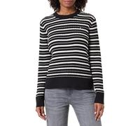 Tommy Hilfiger Damen CO Cable FINE GG C-NK LS Sweater WW0WW44993 Pullover Sweater, Schwarz (Black/Calico Multi STP), L, Schwarz (Black/Calico Multi STP), L