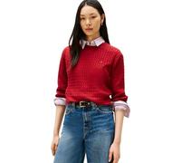 Tommy Hilfiger Damen CO Cable FINE GG C-NK LS SWT WW0WW44993 Pullover Sweater, Rot, XXS, Rot (Regatta Red), XXS