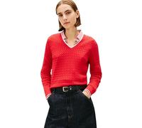 Tommy Hilfiger Damen Co Cable Fine Gg V-Nk Ls SWT Ww0Ww44987 Pullover, RED (Primary Red/Calico Tipping), M