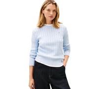 Tommy Hilfiger Damen Co Cable Mid Gg C-Nk Ls SWT Ww0Ww47644 Pullover, Blue (Breezy Blue), S