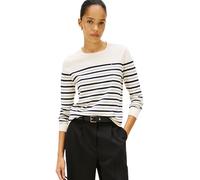 Rundhalspullover TOMMY HILFIGER "CO JERSEY STITCH LS C-NK SWT", Damen, Gr. S (36), calico, schwarz night navy multi stp, Strick, Obermaterial: 67% Baumwolle, 33% Polyamid, gestreift, normal hüftlang, 