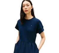 Tommy Hilfiger Damen Cody Mix Media C-nk Midi Dress Ww0ww51148 Ausgestelltes Kleid (1er Pack)