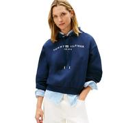 Kapuzensweatshirt TOMMY HILFIGER "CORP LOGO MDRN HOODIE", Damen, Gr. XXL (44), schwarz night navy, Sweatware, Obermaterial: 63% Baumwolle, 37% Polyester, bedruckt, regular fit, Rippbündchen, Sweatshir