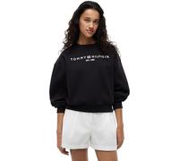 Sweatshirt TOMMY HILFIGER "CORP LOGO MDRN SWTSRT", Damen, Gr. XL (42), schwarz, Sweatware, Obermaterial: 63% Baumwolle, 37% Polyester, bedruckt, regular fit normal, Rundhals, Rippbündchen, Sweatshirts
