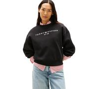 Sweatshirt TOMMY HILFIGER "CORP LOGO MDRN SWTSRT", Damen, Gr. S (36), schwarz, Sweatware, Obermaterial: 63% Baumwolle, 37% Polyester, bedruckt, regular fit normal, Rundhals, Rippbündchen, Sweatshirts