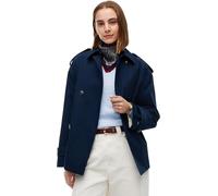 Kurzjacke TOMMY HILFIGER "COTTON SHORT TRENCH", Damen, Gr. M (40), blau (dunkelblau), Web, Obermaterial: 100% Baumwolle. Futter: 56% Polyester, 44% Viskose, unifarben, regular fit normal, Jacken Kurzj