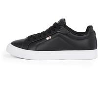 Tommy Hilfiger Damen Court Sneaker Icon Flag aus Leder, Schwarz (Black), 41