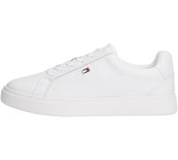 Sneaker TOMMY HILFIGER "FLAG COURT SNEAKER", Damen, Gr. 39, weiß, Leder, unifarben, Schuhe Sneaker, Schnürschuh, Halbschuh, Freizeitschuh mit edlem TH-Logoemblem (44340245-39) weiß