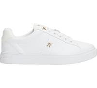 Sneaker TOMMY HILFIGER "ESSENTIAL ELEVATED COURT SNEAKER", Damen, Gr. 41, weiß, Leder, unifarben, Schuhe, Freizeitschuh, Halbschuh, Schnürschuh mit TH-Schmuckelement (41415626-41) weiß