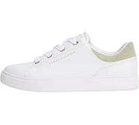 Tommy Hilfiger Damen Cupsole Sneaker Casual aus Leder, Weiß (White/Earth Sage), 36