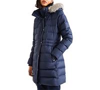 Tommy Hilfiger Damen Daunenjacke Mantel Tyra Down Coat WiTH Fur aus Entendaunen, Blau (Desert Sky), XS