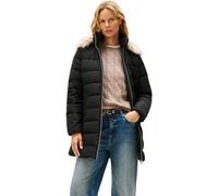 Tommy Hilfiger Damen Daunenmantel Down Slim mit Fellbesatz, Schwarz (Black), S