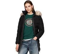 Tommy Hilfiger Damen Daunenmantel Heritage Down Tyra Coat With Fur mit Taschen, Schwarz (Black), S