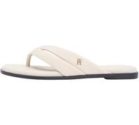 Tommy Hilfiger Zehentrenner mit Logo Applikation aus echtem Leder in Beige, Größe 40