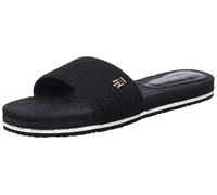 Tommy Hilfiger Damen Espadrilles TH Textured Flat Sandal Stoffschuhe, Schwarz (Black), 36 EU
