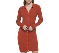 Tommy Hilfiger Damen Etuikleid mit Knopfleiste vorne, Paprika, X-Groß