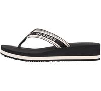 Zehentrenner TOMMY HILFIGER "TH FLAG PRINT SUMMER SANDAL", Herren, Gr. 37, schwarz, Textil, Schuhe Zehentrenner, Keilabsatz, Plateau, Sommerschuh, Dianette mit gestreifter Bandage (61477948-37) schwar