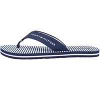 Zehentrenner TOMMY HILFIGER "TH ITHACA STRIPE SUMMER SANDAL", Damen, Gr. 35, navy, weiß, Textil, gestreift, Schuhe Zehentrenner, Sommerschuh, Pool Slide, Dianette, Flat mit Logo-Schriftzug (18945065-3