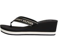 Tommy Hilfiger Damen Flip Flops Summer Sandal mit Keilabsatz, Schwarz (Black), 39