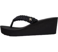 Tommy Hilfiger Damen Flip Flops Wedge Braided Summer mit Keilabsatz, Schwarz (Black), 40