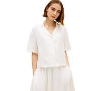 Tommy Hilfiger Damen Frayed Vis/Linen Ss Ww0ww48924 S/S Shirt, White (Ivory Silk), M