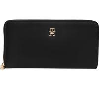 Geldbörse TOMMY HILFIGER "TH ICON LRG ZA", Damen, schwarz, Lederimitat, Kleinlederwaren, Damen Geldbeutel, Portemonnaie mit TH-Logoschriftzug (49142756-0) schwarz