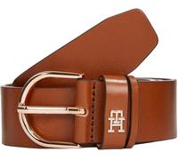 Ledergürtel TOMMY HILFIGER "ESSENTIAL EFFORTLESS 3.5", Damen, Gr. 85, braun (cognac), Rindsleder, unifarben, casual, Gürtel, Ovale Einfachdornschließe, Logoemblem (42386460-85) cognac