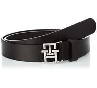 Tommy Hilfiger Damen Gürtel Logo 2,5 cm Ledergürtel, Schwarz (Black), 80 cm