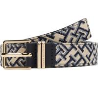 Synthetikgürtel TOMMY HILFIGER "TH SQUARE", Damen, Gr. 75, space blau, Materialmix, Gürtel, Jacquard-Gürtel mit doppelter Gürtelschlaufe und eckiger Schnalle (17056240-75) space blau