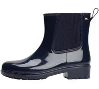 Chelseaboots TOMMY HILFIGER "FLAG HARDWARE RAINBOOT", Damen, Gr. 41, blau (dunkelblau), Synthetik, unifarben, sportlich, Schuhe, Blockabsatz, Schlupfboots, Gummistiefel mit Logo-Emblem (84953966-41) d