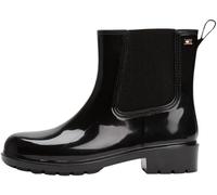 Chelseaboots TOMMY HILFIGER "FLAG HARDWARE RAINBOOT", Damen, Gr. 37, schwarz, Synthetik, unifarben, sportlich, Schuhe, Blockabsatz, Schlupfboots, Gummistiefel mit Logo-Emblem (94798539-37) schwarz