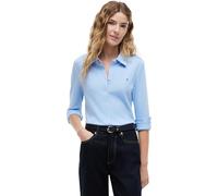 Langarmbluse TOMMY HILFIGER "SLIM PIQUE", Damen, Gr. S (36/38), vessel blau, Web, Obermaterial: 96% Baumwolle, 4% Elasthan, unifarben, normal, Blusen, Baumwollmischung, slim fit (54610168-S) vessel bl