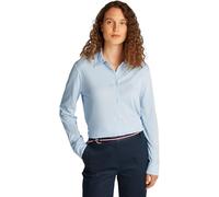 Klassische Bluse TOMMY HILFIGER "CASUAL BTN DOWN SHIRT LS", Damen, Gr. M (38), blau (breezy blau), Web, Obermaterial: 70% Baumwolle, 30% Viskose, unifarben, klassisch, regular fit hüftlang, Langarm Är