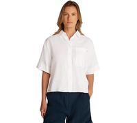 Tommy Hilfiger Damen Hemd Linen Relaxed Kurzarm, Weiß (Th Optic White), 42