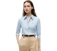 Tommy Hilfiger Damen Hemd Poplin Regular mit Spitzkragen, Blau (Breezy Blue), 38
