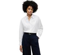 Hemdbluse TOMMY HILFIGER "SUMMER POPLIN LS BOXY SHIRT", Damen, Gr. 42, weiß (th optic weiß), Web, Obermaterial: 100% Baumwolle, unifarben, regular fit normal, Rundhals, eingesetzt, Blusen Hemdbluse, B