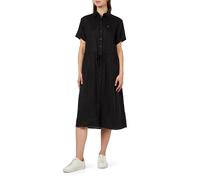 Tommy Hilfiger Damen Hemdkleid Leinen Midi Shirt Dress Knielang, Schwarz (Black), 38